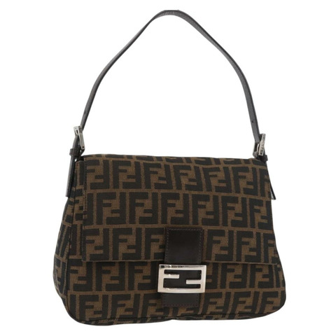 FENDI Zucca帆布Mamma Baguette單肩包 黑色棕色 正品 179388SAV