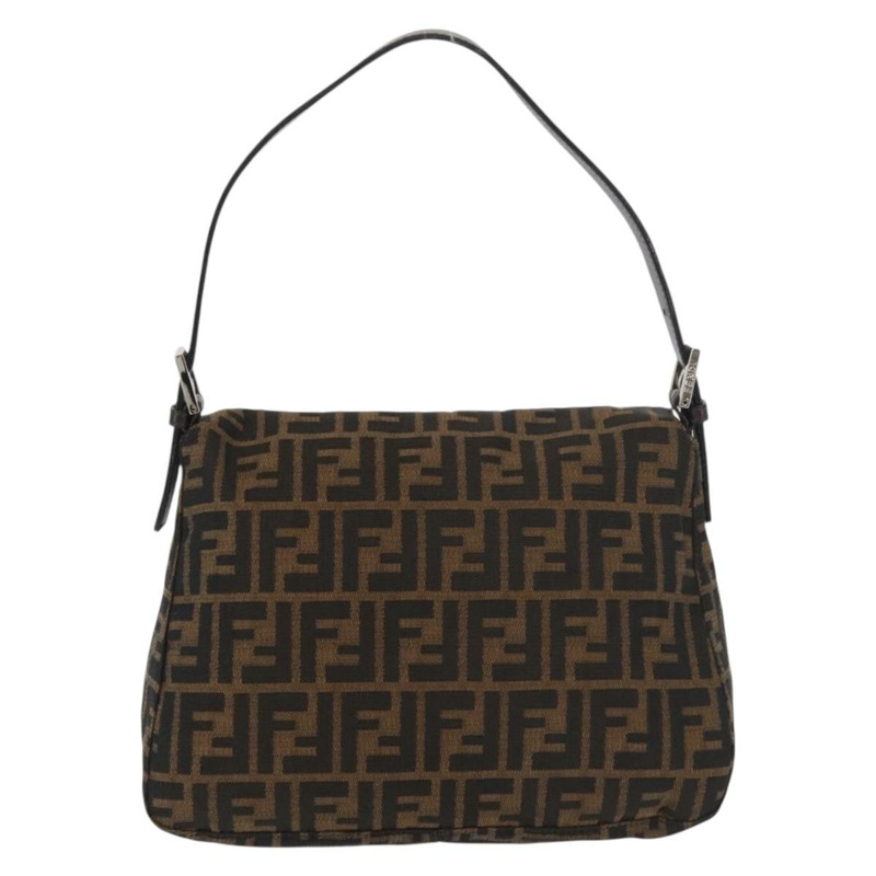 【日本直送】FENDI Zucca帆布Mamma Baguette單肩包 黑色棕色 正品 179388SAV-1