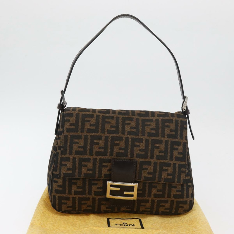 【日本直送】FENDI Zucca帆布Mamma Baguette單肩包 黑色棕色 正品 179388SAV-11