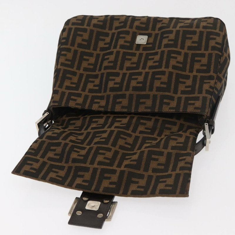 【日本直送】FENDI Zucca帆布Mamma Baguette單肩包 黑色棕色 正品 179388SAV-19