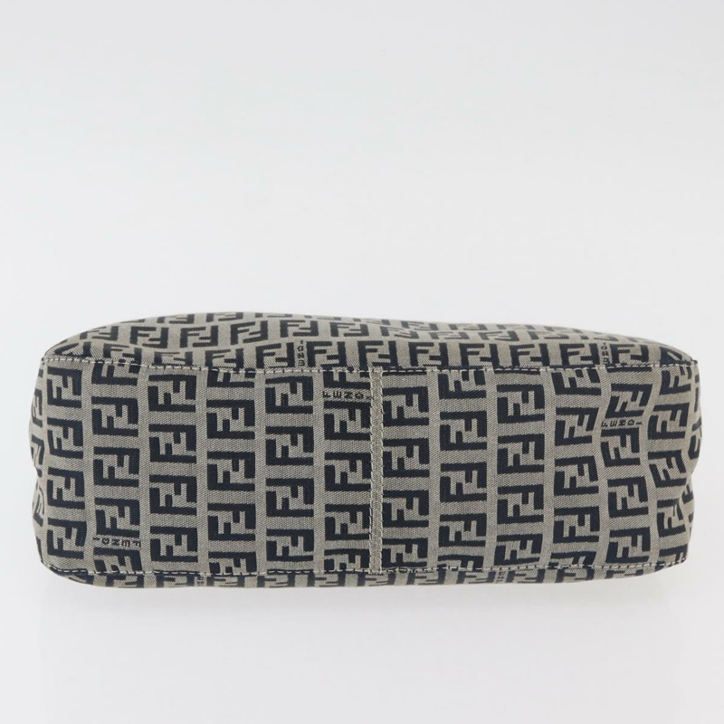 【日本直送】FENDI Zucchino帆布Mamma Baguette單肩包 海軍藍 銀色 正品 179028SAV-4