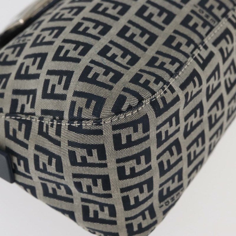 【日本直送】FENDI Zucchino帆布Mamma Baguette單肩包 海軍藍 銀色 正品 179028SAV-7