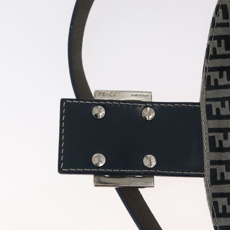 【日本直送】FENDI Zucchino帆布Mamma Baguette單肩包 海軍藍 銀色 正品 179028SAV-8