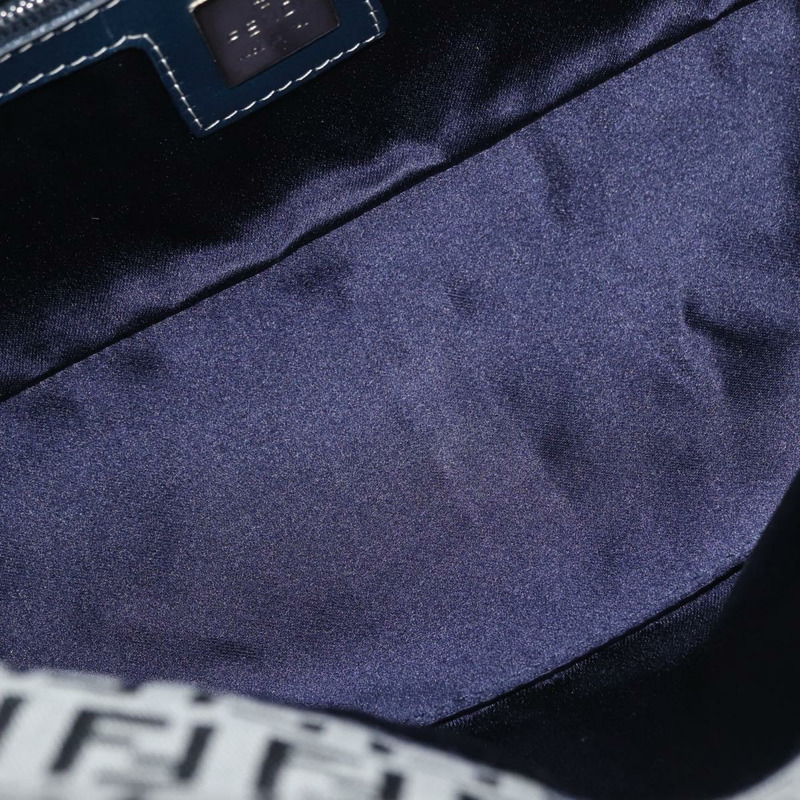 【日本直送】FENDI Zucchino帆布Mamma Baguette單肩包 海軍藍 銀色 正品 179028SAV-9