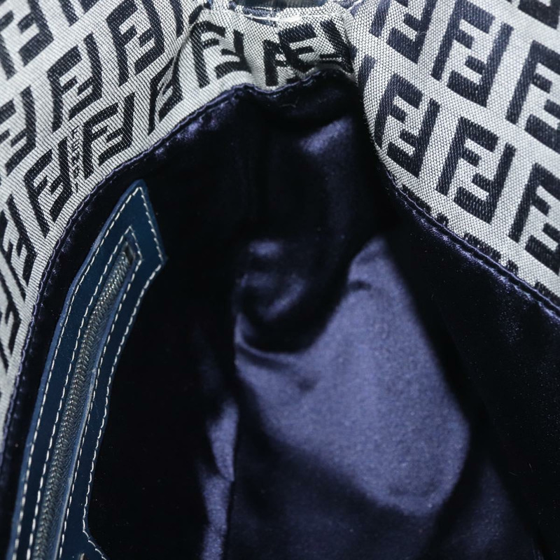 【日本直送】FENDI Zucchino帆布Mamma Baguette單肩包 海軍藍 銀色 正品 179028SAV-21