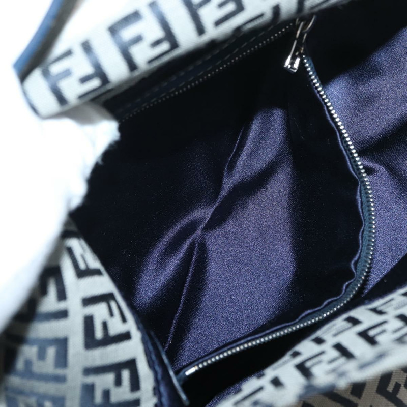 【日本直送】FENDI Zucchino帆布Mamma Baguette單肩包 海軍藍 銀色 正品 179028SAV-24