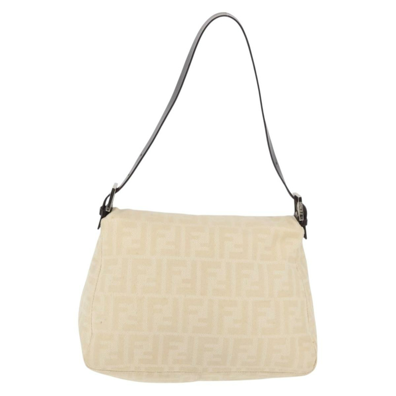 【日本直送】FENDI Zucca帆布Mamma Baguette單肩包 米色 銀色 正品 179443V-1