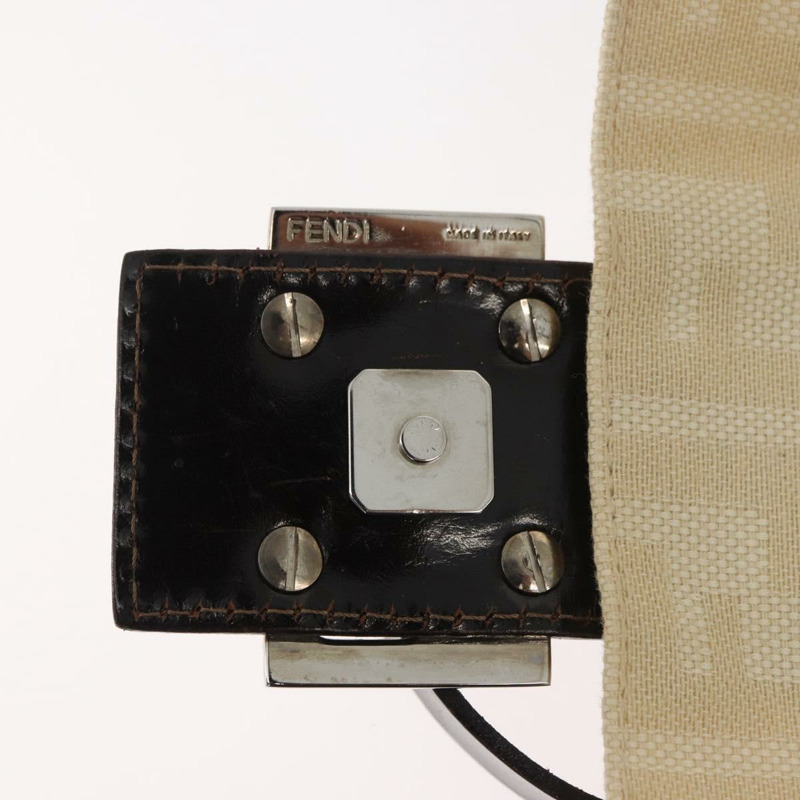 【日本直送】FENDI Zucca帆布Mamma Baguette單肩包 米色 銀色 正品 179443V-19