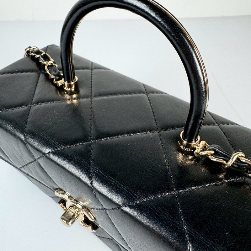 CHANEL 限量 黑色 金釦 小牛皮 handle 提把 金鏈 長方盒 醫生包 AS4471-3