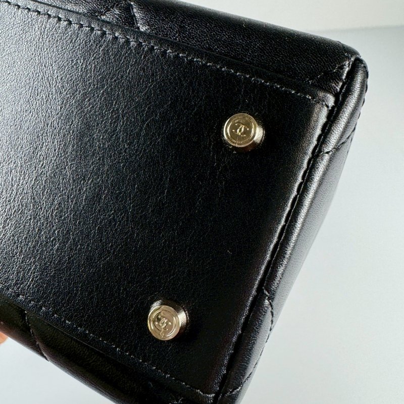 CHANEL 限量 黑色 金釦 小牛皮 handle 提把 金鏈 長方盒 醫生包 AS4471-6