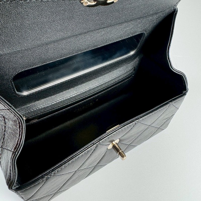 CHANEL 限量 黑色 金釦 小牛皮 handle 提把 金鏈 長方盒 醫生包 AS4471-8