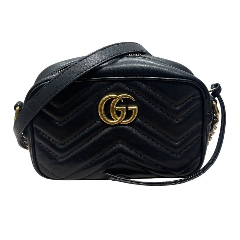 GUCCI 古馳 448065 GG MARMONT 肩背包 皮革 黑色 金釦 小號-0