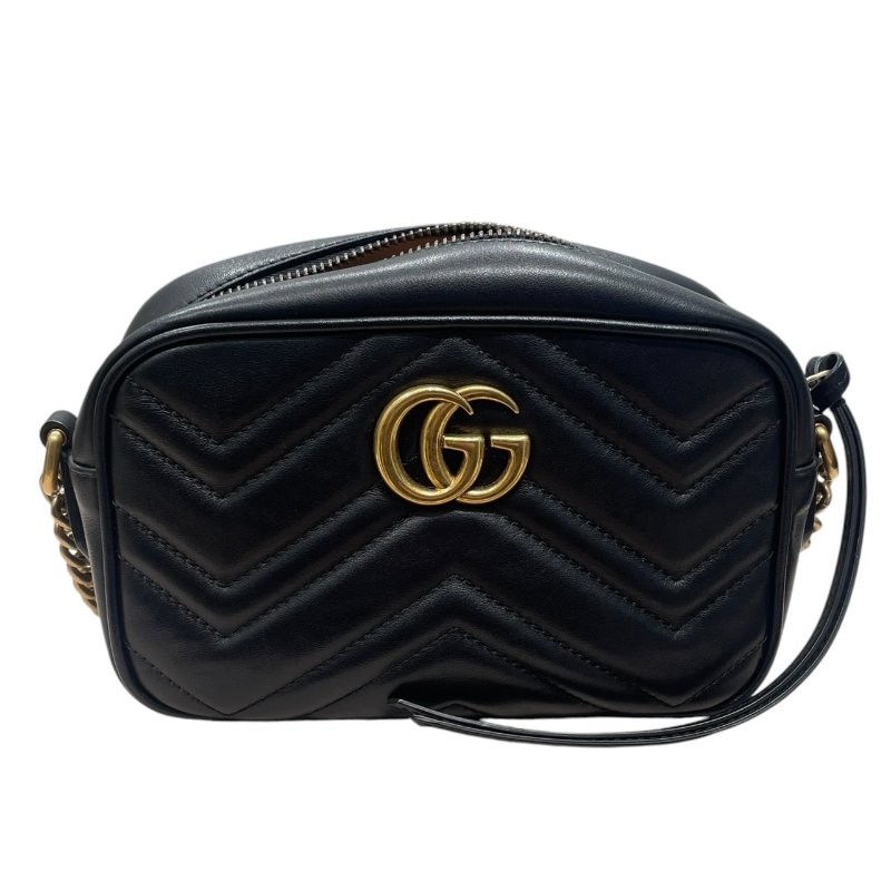 GUCCI 古馳 448065 GG MARMONT 肩背包 皮革 黑色 金釦 小號-1