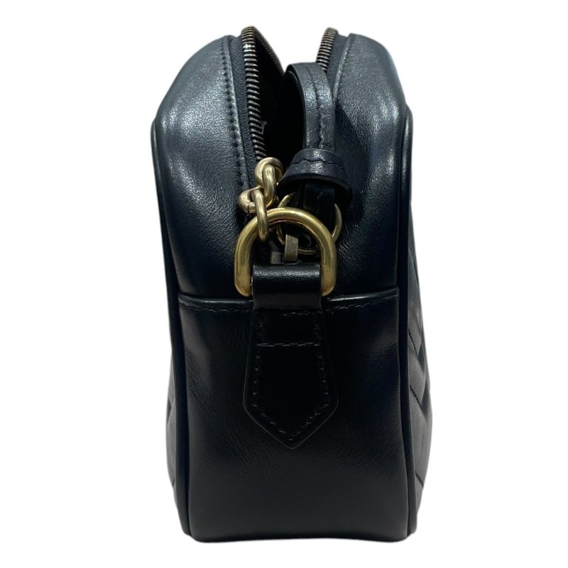 GUCCI 古馳 448065 GG MARMONT 肩背包 皮革 黑色 金釦 小號-4