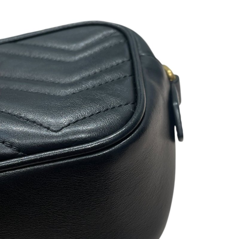 GUCCI 古馳 448065 GG MARMONT 肩背包 皮革 黑色 金釦 小號-7