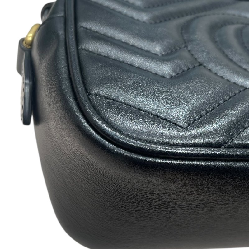 GUCCI 古馳 448065 GG MARMONT 肩背包 皮革 黑色 金釦 小號-8