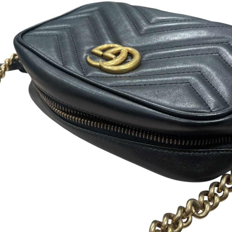GUCCI 古馳 448065 GG MARMONT 肩背包 皮革 黑色 金釦 小號-11