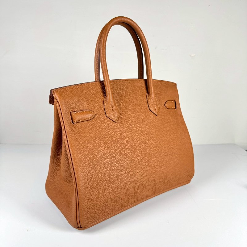 Hermes Birkin 30cm 金棕 拼琥珀黃 條紋 TOGO皮 銀釦 中隊長 柏金包 C刻 台灣購證-5