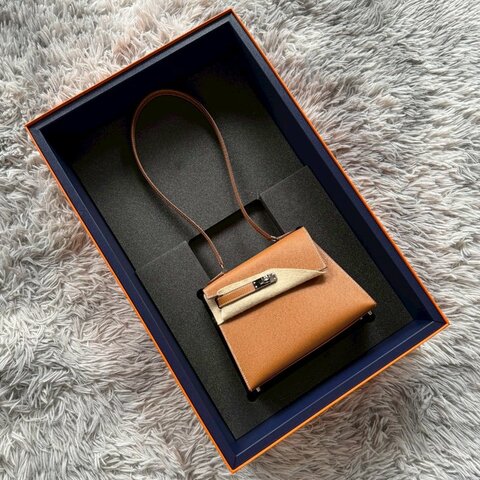 HERMES 雙面 KELLY Desordre 20 金棕 銀釦 EP皮 W刻 收藏級 藍盒子