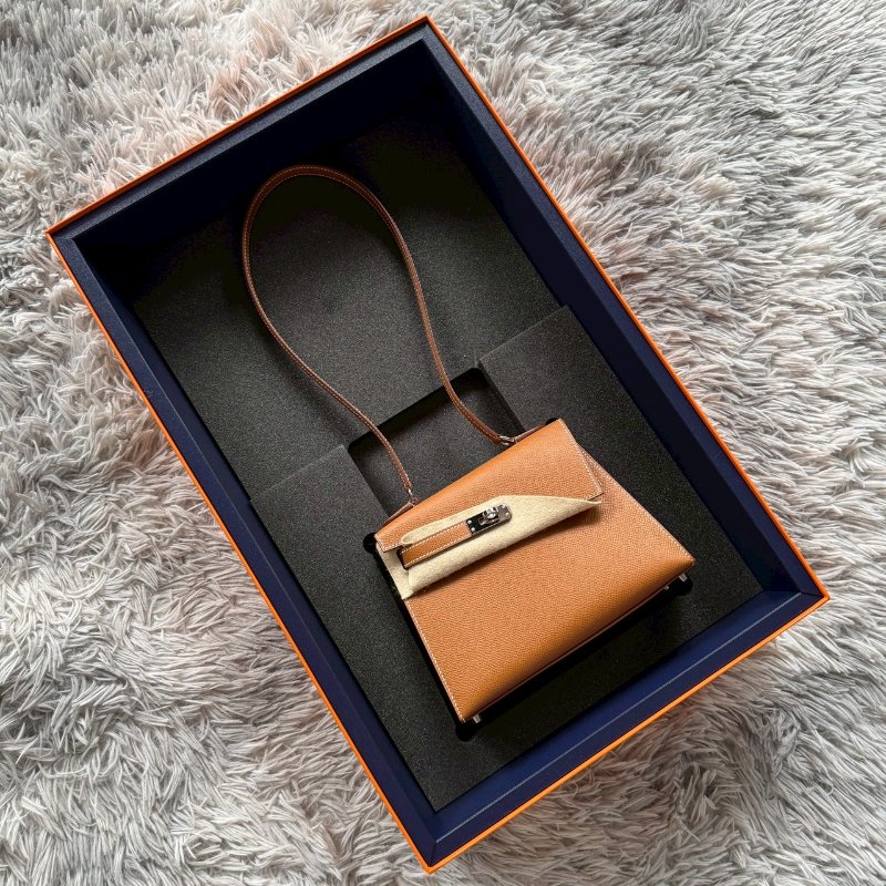 HERMES 雙面 KELLY Desordre 20 金棕 銀釦 EP皮 W刻 收藏級 藍盒子-0