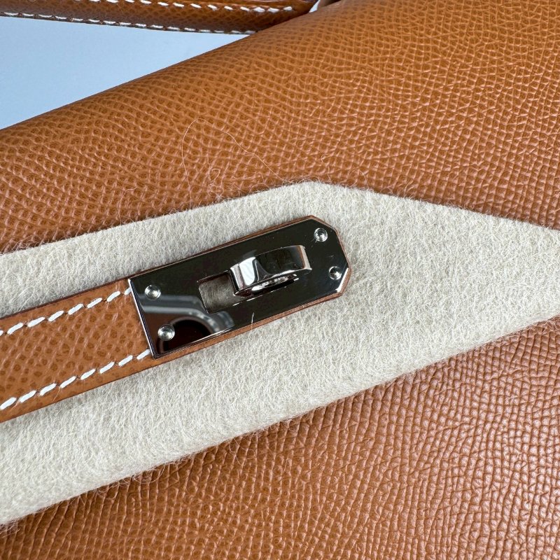 HERMES 雙面 KELLY Desordre 20 金棕 銀釦 EP皮 W刻 收藏級 藍盒子-9