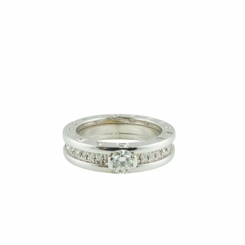 BVLGARI 寶格麗 B.zero1 18白K金鑲鑽戒指 鑽戒