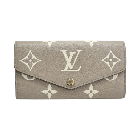 灰色 原花 牛皮 壓紋 Sarah 扣式長夾 金扣【LOUIS VUITTON LV 路易威登】 M81049