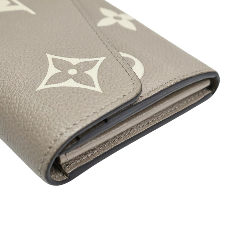灰色 原花 牛皮 壓紋 Sarah 扣式長夾 金扣【LOUIS VUITTON LV 路易威登】 M81049-7