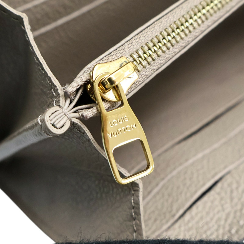 灰色 原花 牛皮 壓紋 Sarah 扣式長夾 金扣【LOUIS VUITTON LV 路易威登】 M81049-9