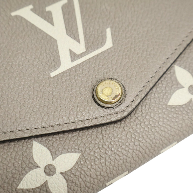 灰色 原花 牛皮 壓紋 Sarah 扣式長夾 金扣【LOUIS VUITTON LV 路易威登】 M81049-10