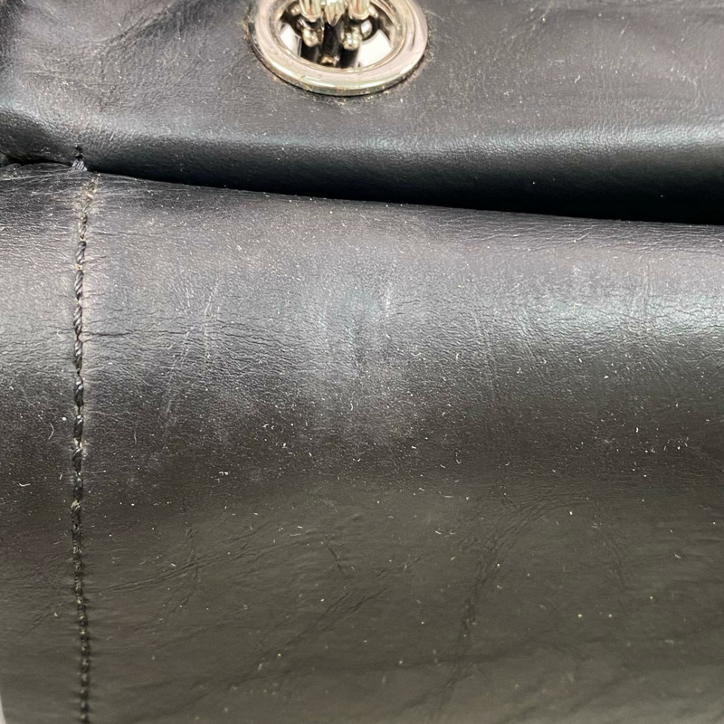 △ CHANEL 香奈兒 Black Aged Calfskin 2.55 Silver Tone Metal 30CM Double Flap Mobile Art Hong Kong 2008 Karl Lagerfield No.11 Chain Shoulder Bag 黑色舊化小牛皮2.55銀色金屬30CM No.11鎖鏈肩背包-267010078-14