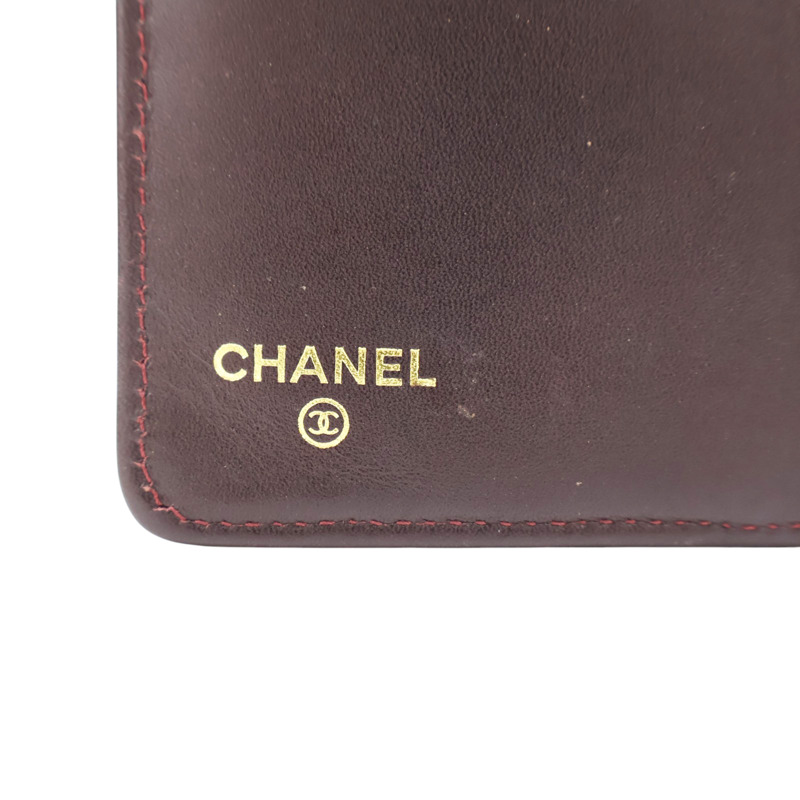 黑色 荔枝紋 菱格紋牛皮 扣式中夾 金扣 (無卡)【CHANEL 香奈兒】 A48667-6