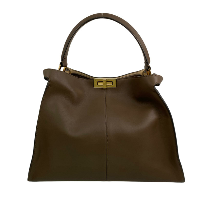 △ FENDI 芬迪 Brown Calfskin Peekaboo X-Lite Handbag 啡色小牛皮手挽袋 8BN304-267010359-1