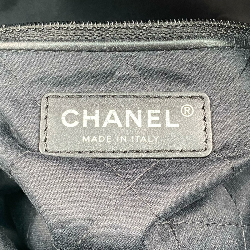 △ CHANEL 香奈兒 Black Calfskin Silver Tone Metal 22 Bag Chain Shoulder Bag 黑色小牛皮銀色金屬鎖鏈肩背包-267010357-14