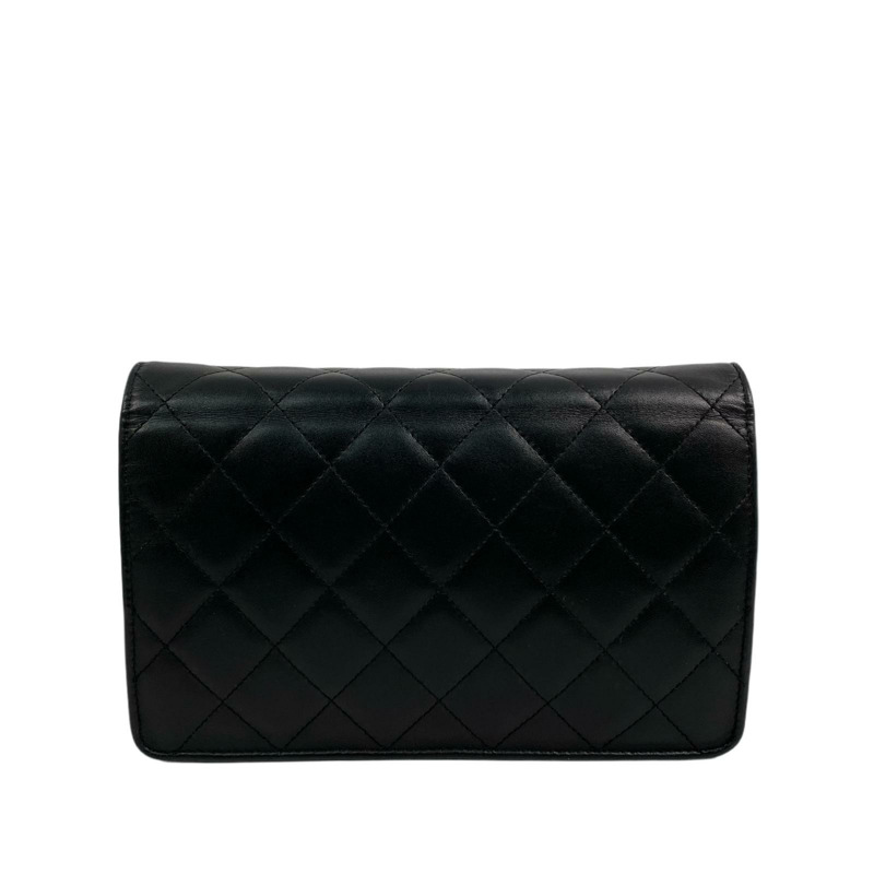 △ CHANEL 香奈兒 Black Calfskin Silver Tone Metal Cambon No.16 Chain Wallet 黑色小牛皮銀色金屬No.16鏈條銀包-267009841-2