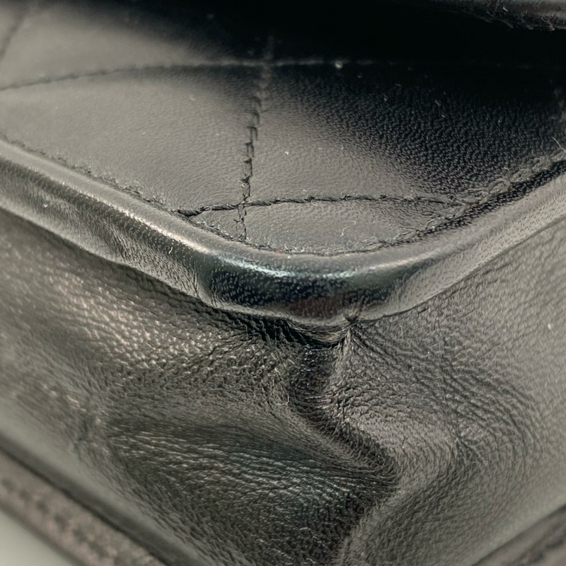 △ CHANEL 香奈兒 Black Calfskin Silver Tone Metal Cambon No.16 Chain Wallet 黑色小牛皮銀色金屬No.16鏈條銀包-267009841-7