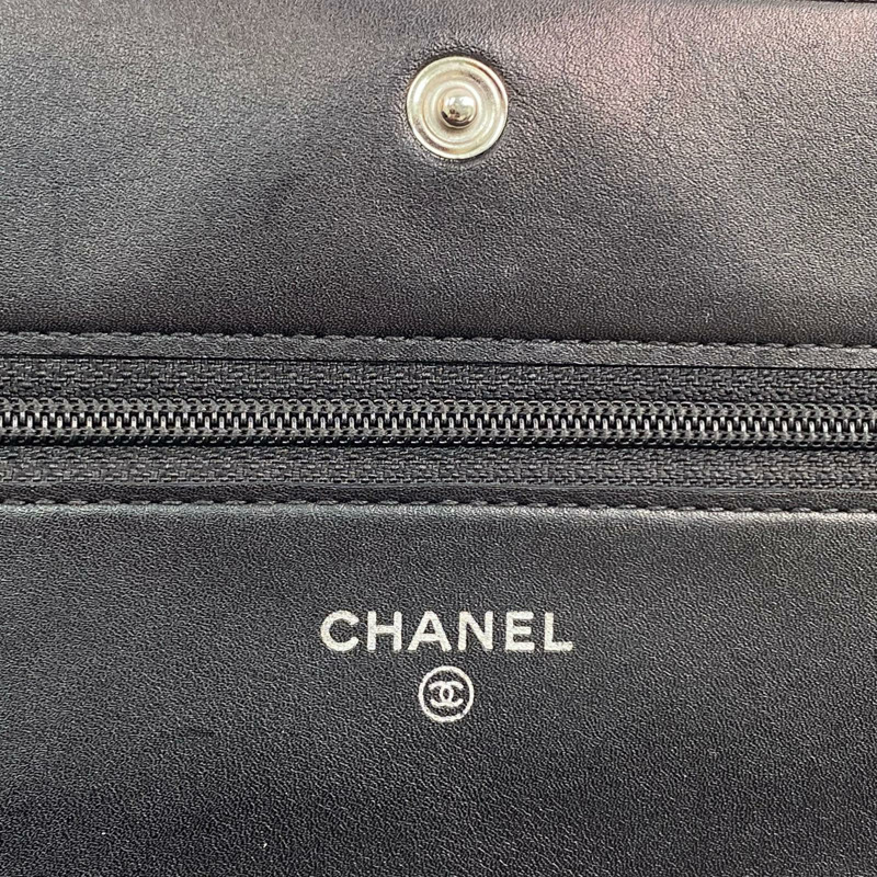 △ CHANEL 香奈兒 Black Calfskin Silver Tone Metal Cambon No.16 Chain Wallet 黑色小牛皮銀色金屬No.16鏈條銀包-267009841-15