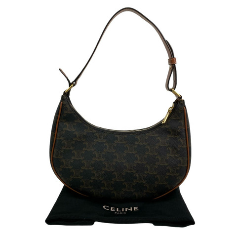 △ CELINE 思琳 Black And Brown Coated Canvas Ava Shoulder Bag 黑色和啡色塗層帆布肩背包-267010530
