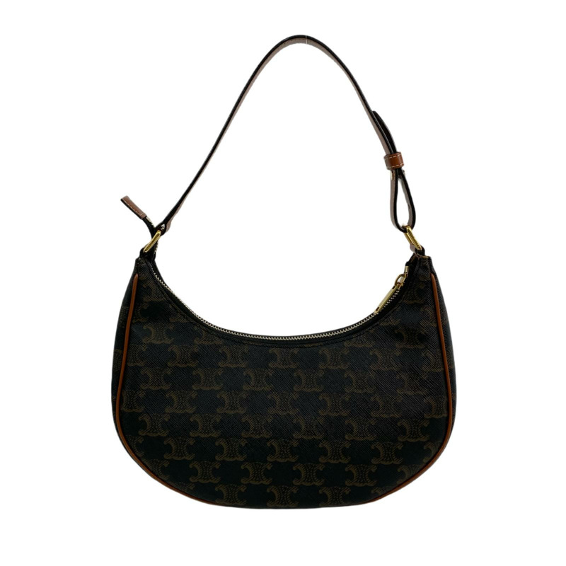 △ CELINE 思琳 Black And Brown Coated Canvas Ava Shoulder Bag 黑色和啡色塗層帆布肩背包-267010530-2