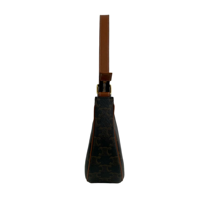 △ CELINE 思琳 Black And Brown Coated Canvas Ava Shoulder Bag 黑色和啡色塗層帆布肩背包-267010530-4