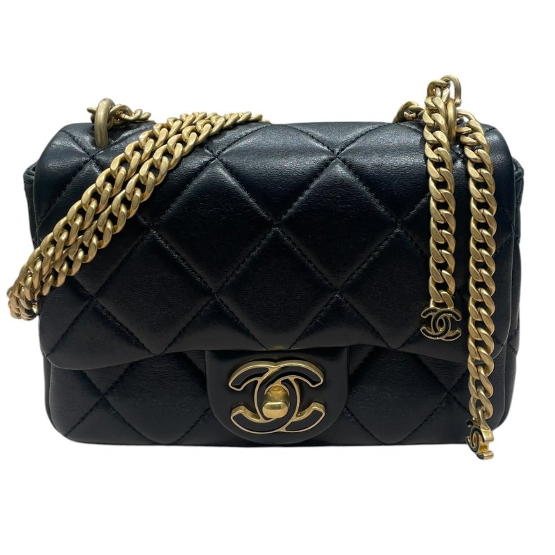 CHANEL 香奈兒 AS3113 琺瑯釦肩背包 小羊皮 黑色 金釦-0