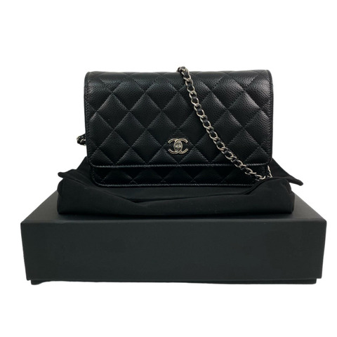 △ CHANEL 香奈兒 Black Caviar Skin 19CM Silver Tone Metal  Chain Wallet 黑色粒紋小牛皮19CM銀色金屬鏈條銀包 AP4241-267009809