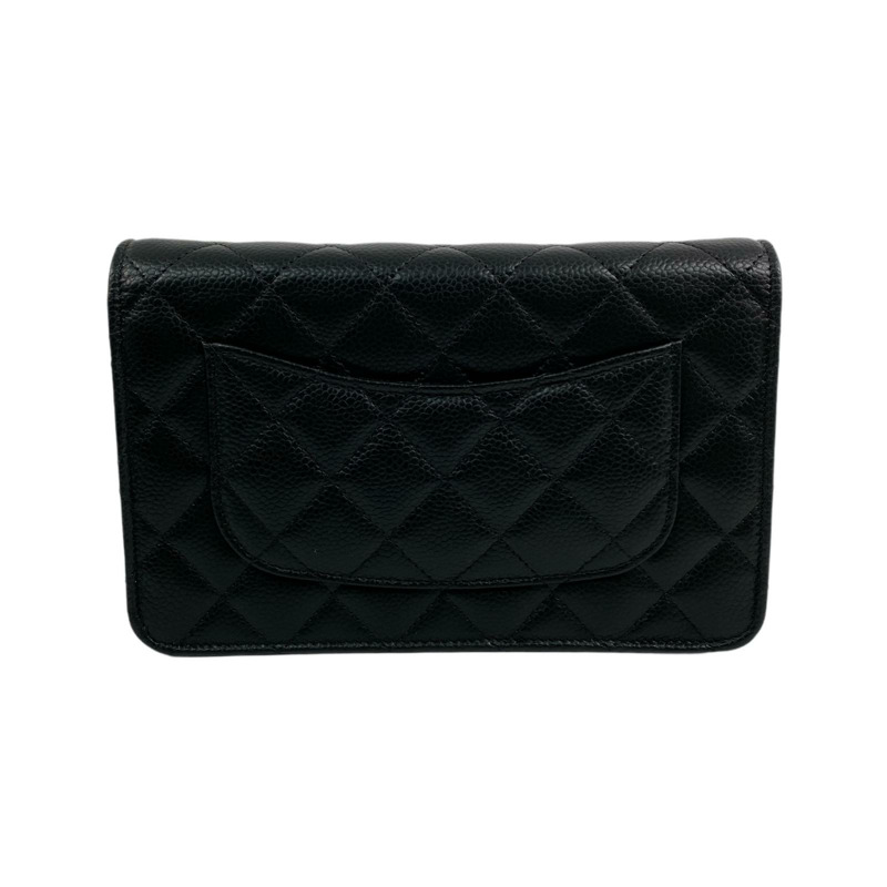△ CHANEL 香奈兒 Black Caviar Skin 19CM Silver Tone Metal  Chain Wallet 黑色粒紋小牛皮19CM銀色金屬鏈條銀包 AP4241-267009809-2
