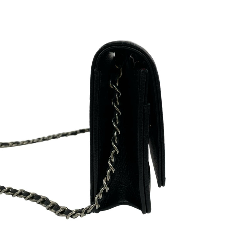 △ CHANEL 香奈兒 Black Caviar Skin 19CM Silver Tone Metal  Chain Wallet 黑色粒紋小牛皮19CM銀色金屬鏈條銀包 AP4241-267009809-3