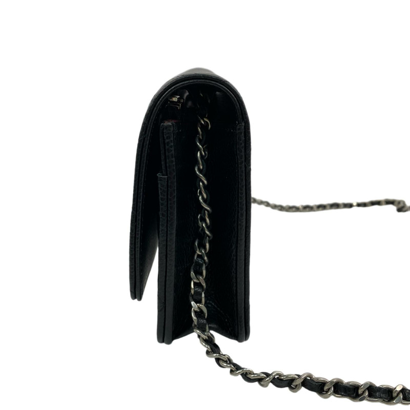 △ CHANEL 香奈兒 Black Caviar Skin 19CM Silver Tone Metal  Chain Wallet 黑色粒紋小牛皮19CM銀色金屬鏈條銀包 AP4241-267009809-4