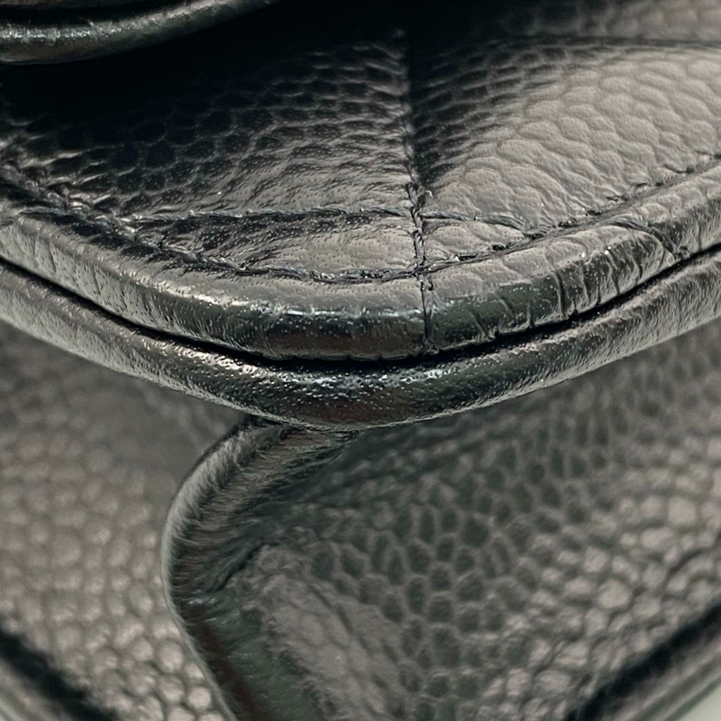 △ CHANEL 香奈兒 Black Caviar Skin 19CM Silver Tone Metal  Chain Wallet 黑色粒紋小牛皮19CM銀色金屬鏈條銀包 AP4241-267009809-7