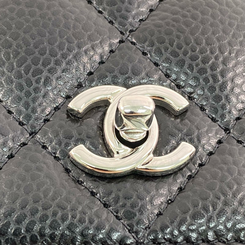 △ CHANEL 香奈兒 Black Caviar Skin 19CM Silver Tone Metal  Chain Wallet 黑色粒紋小牛皮19CM銀色金屬鏈條銀包 AP4241-267009809-14