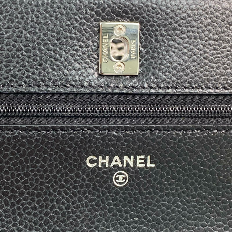 △ CHANEL 香奈兒 Black Caviar Skin 19CM Silver Tone Metal  Chain Wallet 黑色粒紋小牛皮19CM銀色金屬鏈條銀包 AP4241-267009809-15