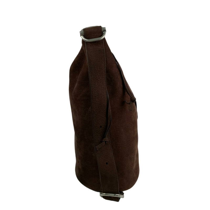 △ LOEWE 羅意威 Brown Suede Loop Bucket Medium Shoulder Bag 啡色麂皮肩背包-267010005-3