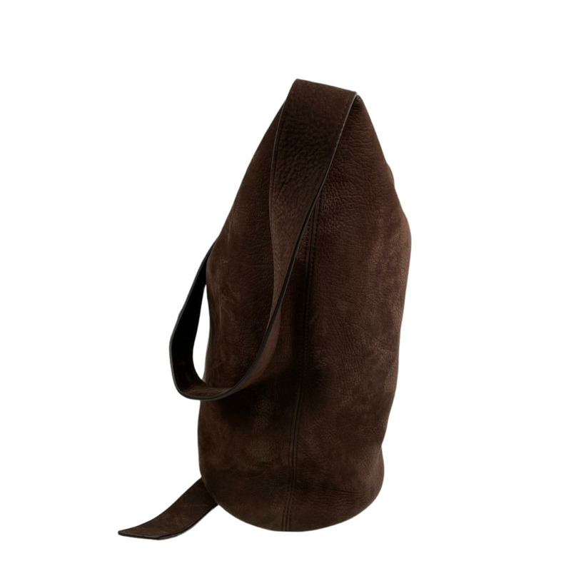 △ LOEWE 羅意威 Brown Suede Loop Bucket Medium Shoulder Bag 啡色麂皮肩背包-267010005-4